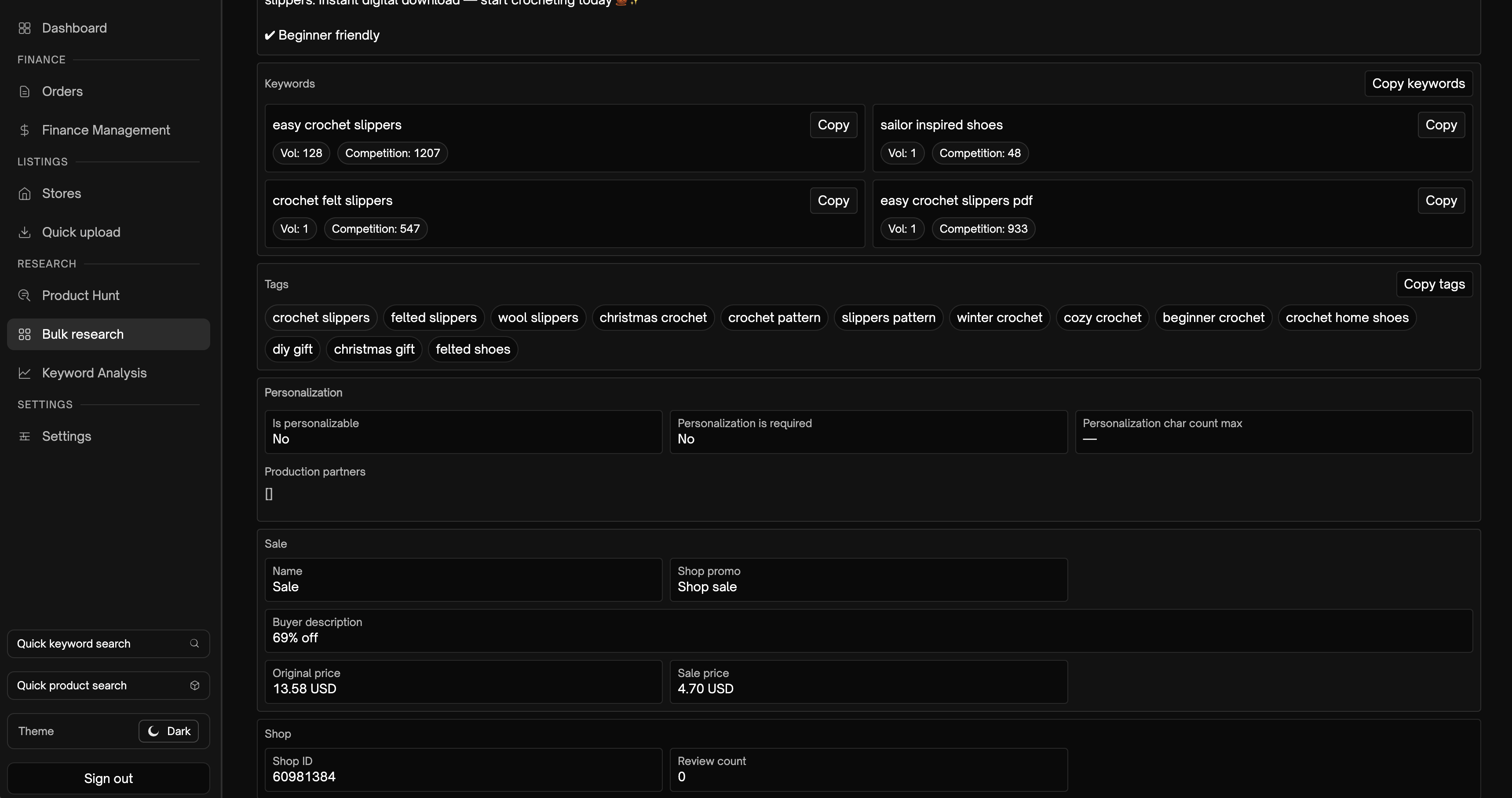 Bulk Research Analytics