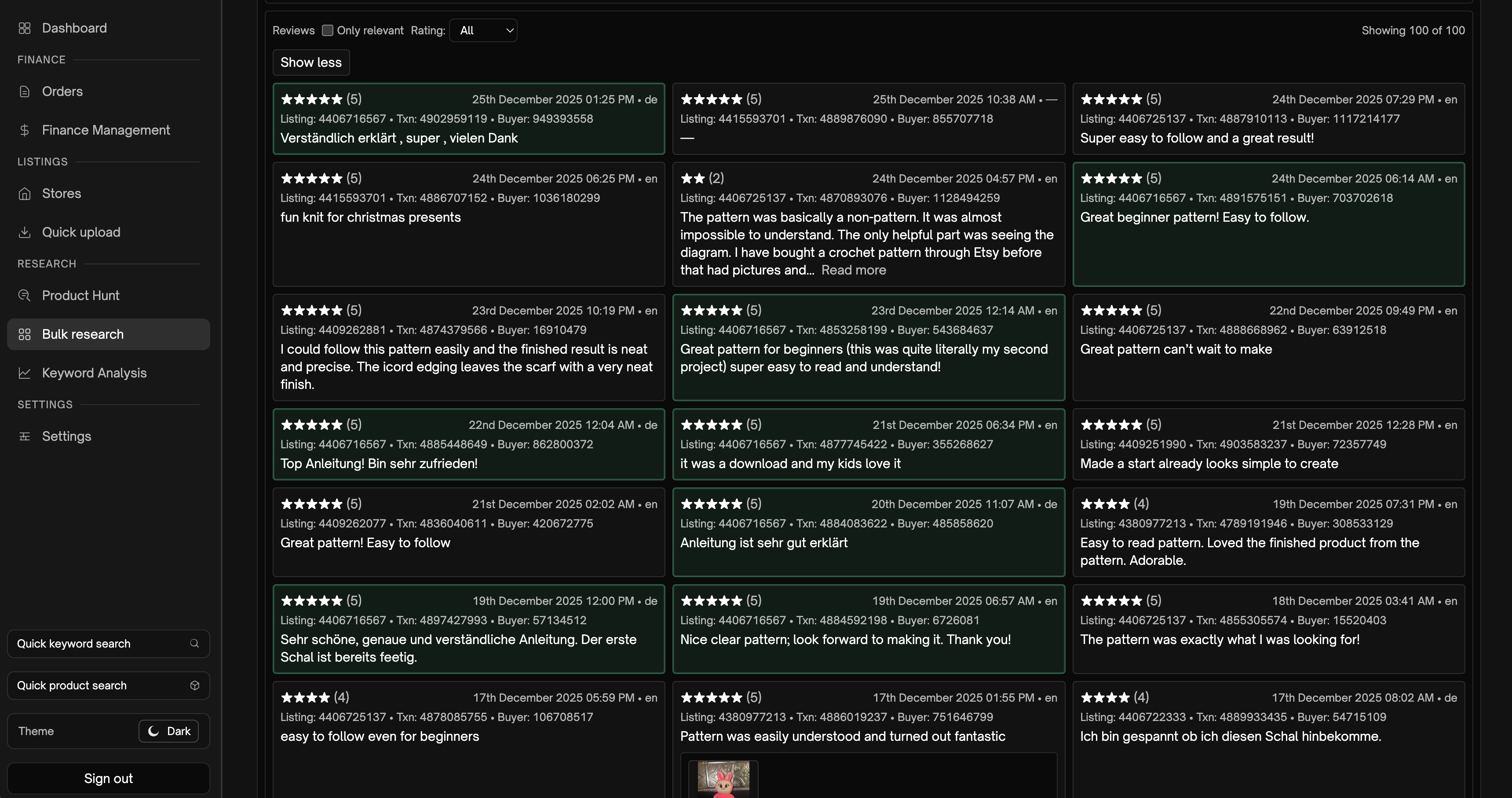 Bulk Research Insights