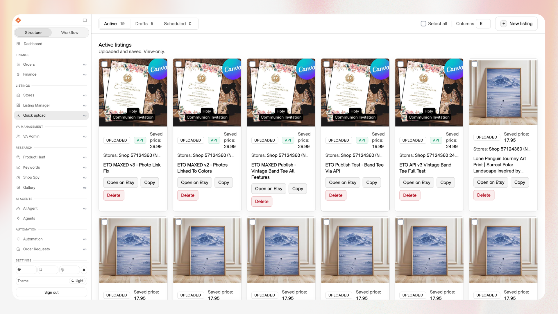 Upload listings with AI-generated content